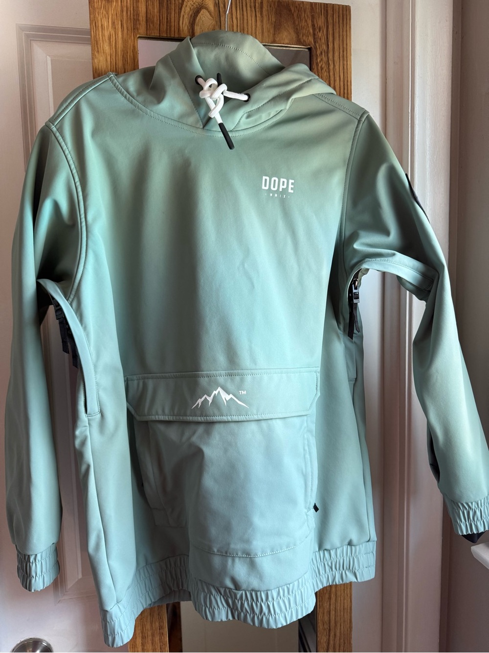 DOPE Sage Green Pullover Hoodie with White Accents